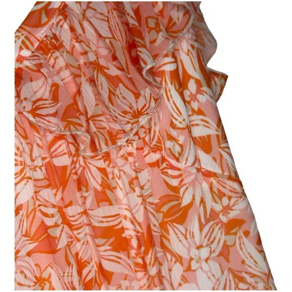 Lavender Brown Orange Multi Print Flutter Sleeve Maxi Dress Medium NWT - Picture 8 of 15